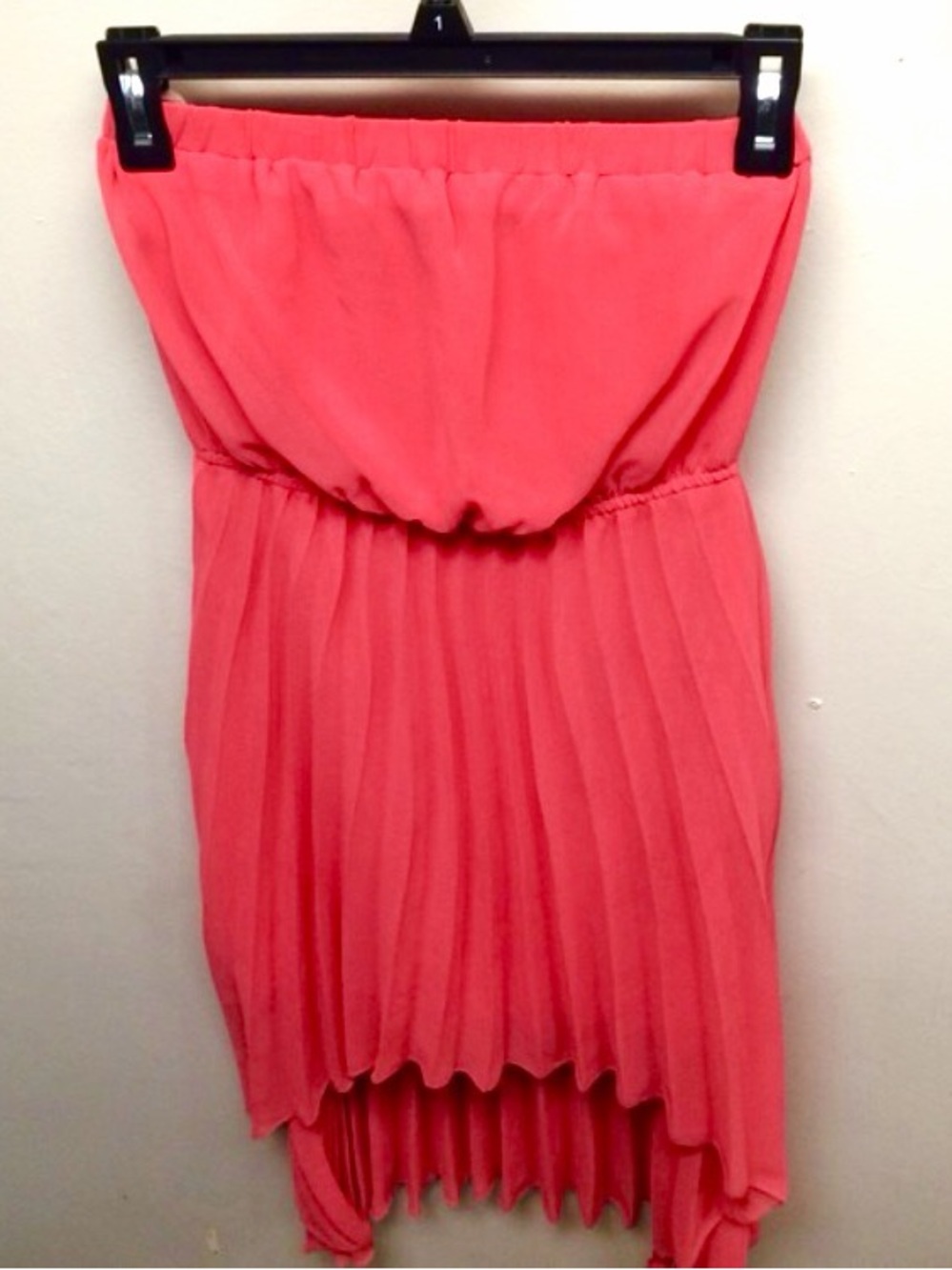 Leo Meets Virgo Y2K High Low Coral Strapless Dress